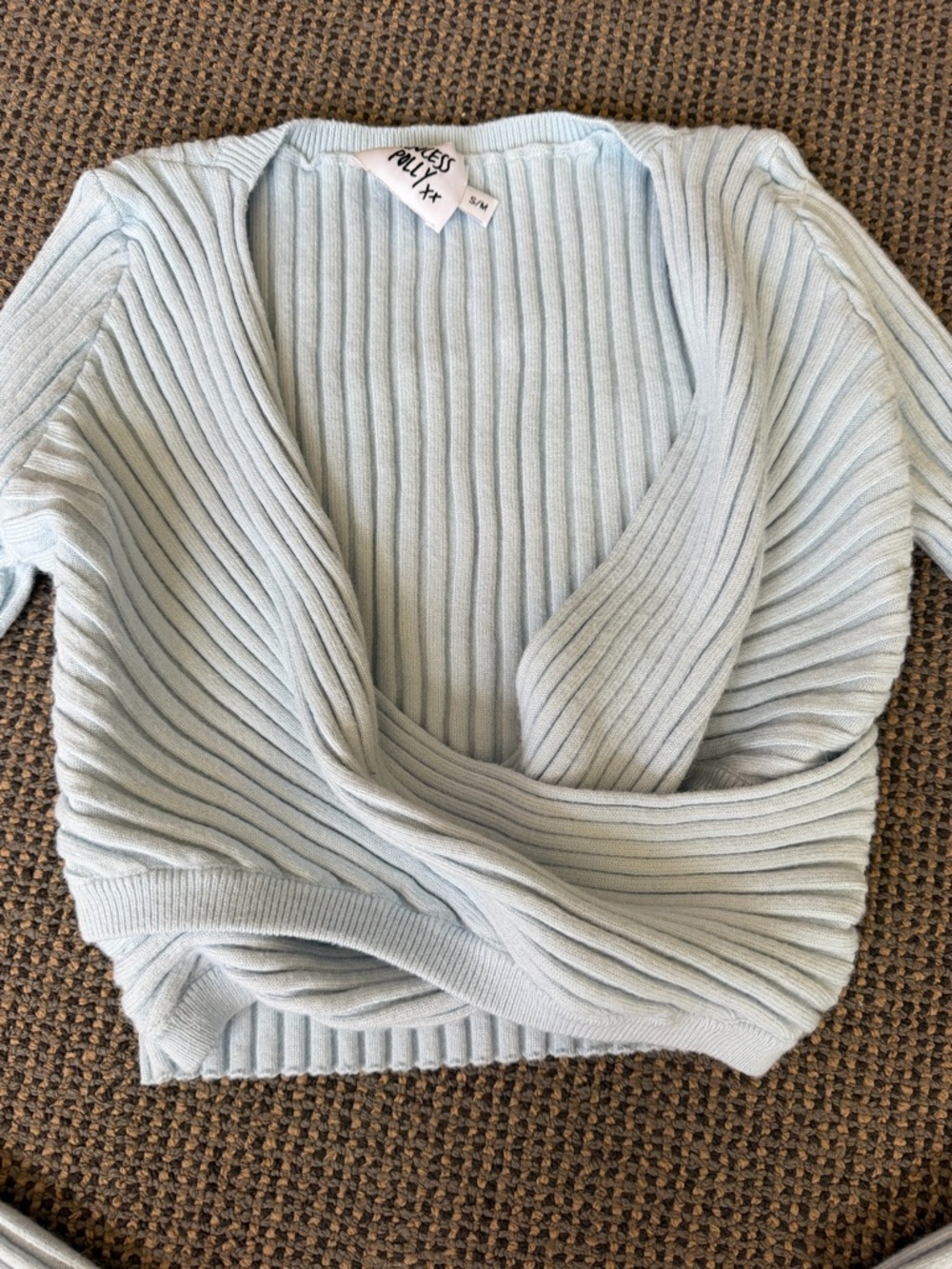 Princess Polly Pale Blue Ribbed Knit Top